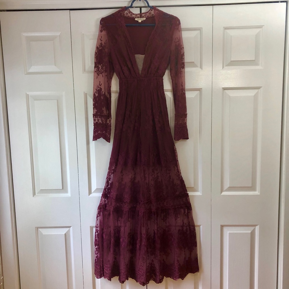 Maroon Lace Dress